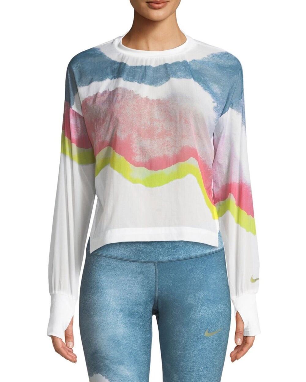 NIKE Repel Crew Long Sleeve Printed Packable Popover Running Jacket Size S